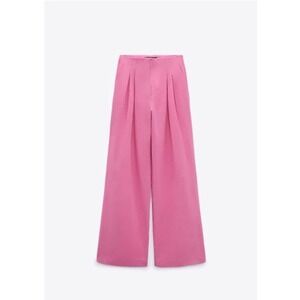Zara • Pink Wide Leg • High Waist • Satin Effect Pants • Size XXL
